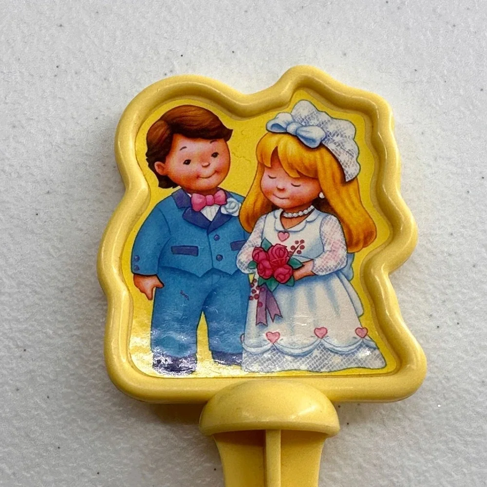 Vtg Fisher Price Cake‎ Topper Bride & Groom Figurine Wedding Fun candle Food